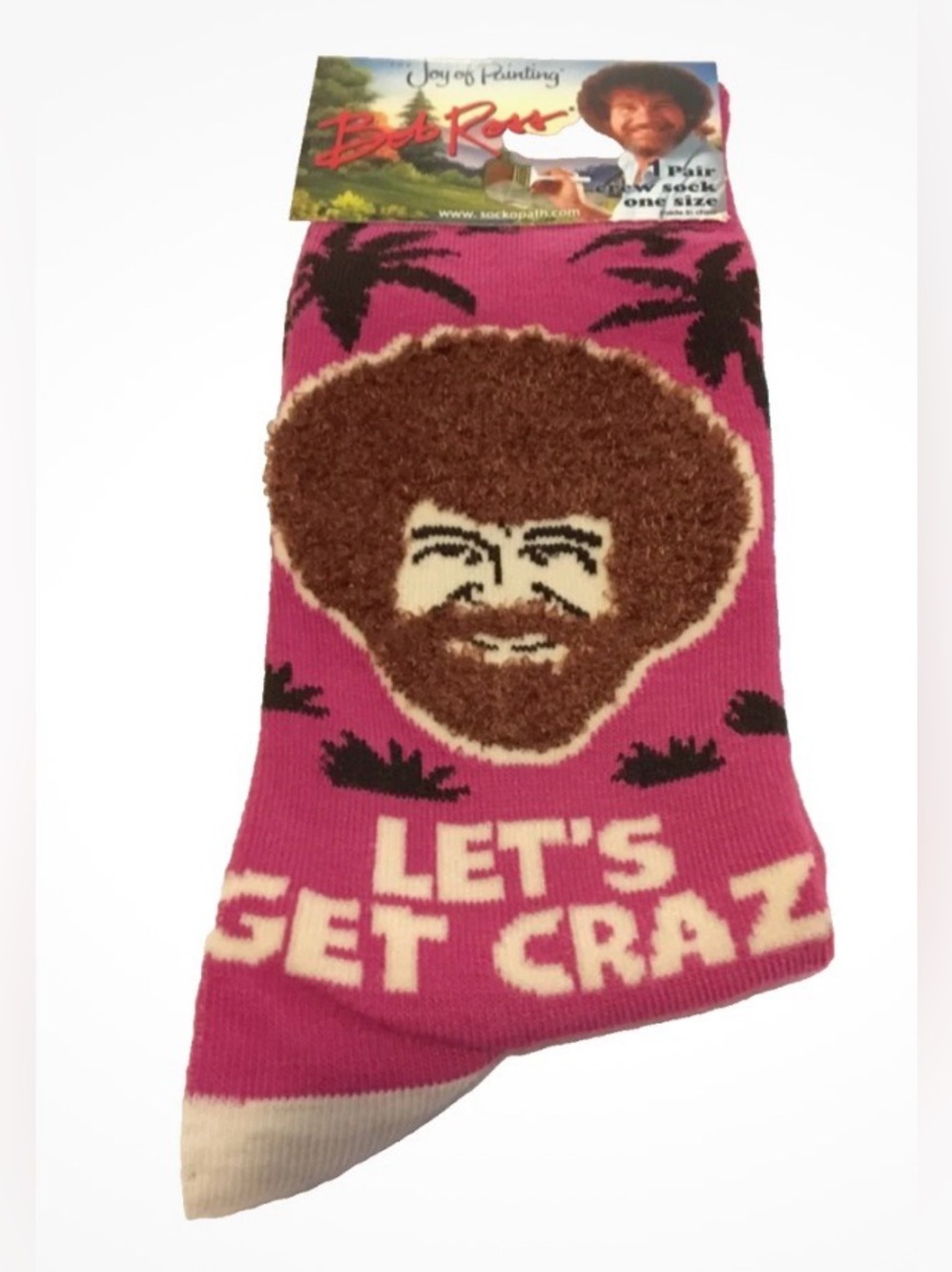 Bob Ross "LET'S GET CRAZY" Novelty Crew Socks - Unisex